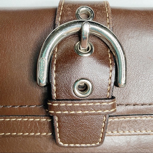 Coach Soho Dark Brown Leather TriFold Wallet - Picture 2 of 8